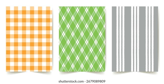 Una línea atrevida y limpia geométrica rayas de Vertical a cuadros diagonales y tweed sin patrón sobre fondo blanco textura versátil para textiles, temas de vacaciones. Diseño de impresión de moda. Tartán texturizado