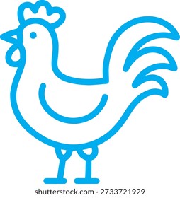 Ein kräftiges und sauberes Hahnensymbol im minimalen Linienstil, geeignet für Bauernhof und Land