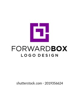 Bold and clear logo about a box and forward icon.
EPS10,Vector.