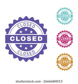 Bold Closed Stamp Badge Collection – Round Seal Vector Labels in Multiple Colors