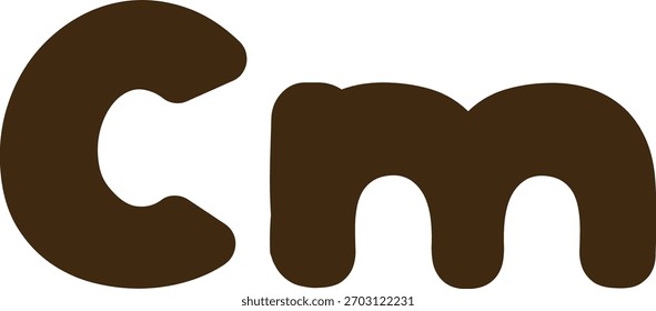 A bold Cm abbreviation symbol representing centimeters in the metric length system, designed for educational charts, math worksheets, school materials, and simple learning resources.