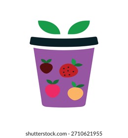a bold coffee cup covered in grape and watermelon