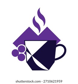 uma caneca de café arrojada com vapor em forma de uva