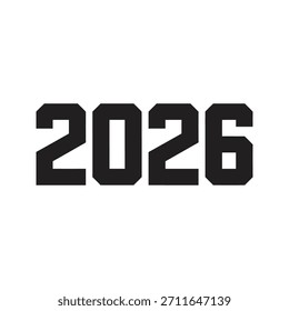 Un audaz diseño de tipografía de estilo universitario del año 2026 adecuado para calendarios de equipos deportivos, diseños de graduación universitaria y horarios de eventos atléticos.