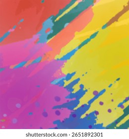 Fundo abstrato colorido e arrojado com traçado dinâmico do pincel e textura do splatter