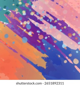 Fundo abstrato colorido e arrojado com traçado dinâmico do pincel e textura do splatter