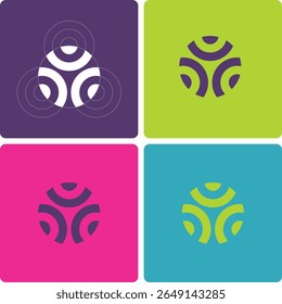 Bold and colorful abstract circular logo design with a modern, geometric style. Great for branding, tech startups, media, and creative industries.