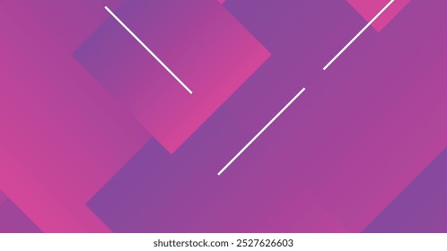 A bold and colorful abstract design featuring layered pink and purple rectangles, intersected by white lines. Ideal for modern backgrounds and design elements