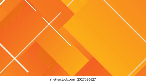 Um design abstrato arrojado e colorido com retângulos amarelo e laranja em camadas, intersetados por linhas brancas. Ideal para fundos modernos e elementos de design