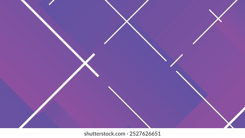 Un diseño abstracto audaz y colorido con rectángulos en capas de color púrpura y azul, intersectados por líneas blancas. Ideal para fondos y Elementos de diseño modernos