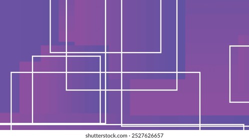 A bold and colorful abstract design featuring layered purple and blue rectangles, intersected by white lines. Ideal for modern backgrounds and design elements
