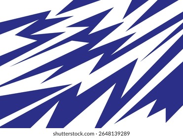 Bold, colorful design with spiky elements and a playful zigzag line motif