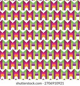 Bold Colorful Geometric Pattern with Striking Triangular Peaks, Layered Columns, and Repeating Symmetric Shapes Forming a Vibrant Modern Abstract Background Ideal for Fashion Digital Prints, Packaging