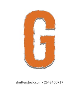 A letra G em negrito e colorido é um vetor em estilo de papel rasgado ou rasgado em um fundo branco limpo. Perfeito para desenhos, cartazes, educação, scrapbooking, arte do resgate e tipografia criativa digital de crianças. 