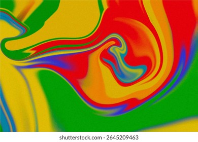 Padrão de espiral líquido arrojado e colorido em vermelho, amarelo, verde e azul. Ideal para projetos de cultura moderna, expressiva ou pop.