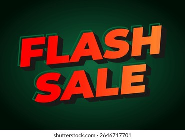 Bold and colorful text design featuring the words FLASH SALE with a 3D effect on a dark green background