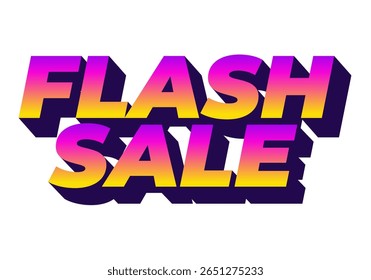 Bold and colorful text graphic featuring the words FLASH SALE in a gradient of pink and yellow with a dark purple shadow effect