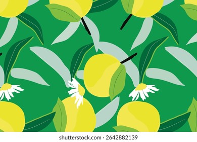 Bold, colorful tropical citrus fruits combined with lush florals and palm leaves for vibrant summer decor and apparel.