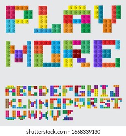 bold colorful uppercase font typeface letter A to Z alphabet game block brick toys