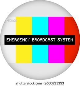 Bold, colorful vector illustration of a classic emergency broadcast screen with vibrant vertical stripes and black text