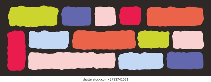 Rectángulos ondulados coloridos audaces sobre fondo oscuro