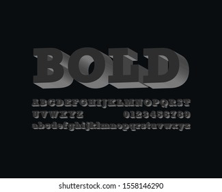 Bold colorless font set in vector format