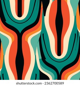 Fette Farben und abstrakte Formen verschmelzen nahtlos, zeichnen Inspiration aus Bauhaus-Design und erfassen das Wesen der Retro-Kunst.