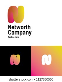 Bold and colourful letter N logo concept. Soft gradient sign.