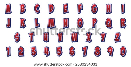 Bold Comic Font Letter and Number Set Collection