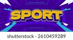Bold comic style sport text effect on purple background