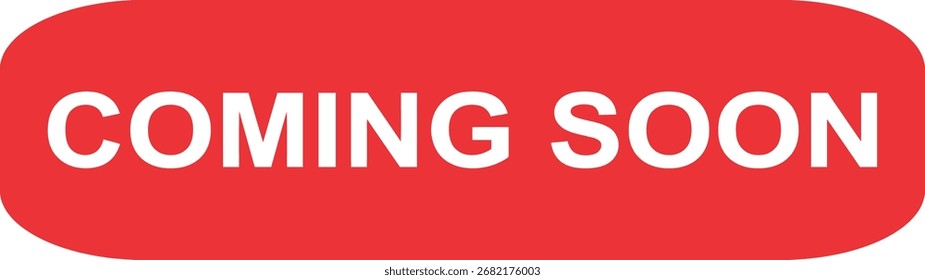 Mensaje en negrita "Próximamente" en texto blanco sobre un Botón rectangular redondeado rojo vibrante, perfecto para Sitios web, anuncios y contenido promocional.