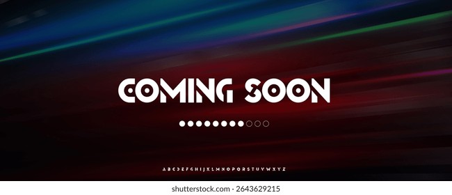 Bold Coming Soon Text on Futuristic Gradient Background with Modern Geometric Font, Ideal for Web Launches, Tech Startups, or Game Intros. Vector Illustration