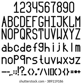Bold. A complete set of letters, numbers and punctuation marks. Chopped font. High