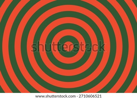 Bold concentric circles in alternating green and orange creating a hypnotic, optical illusion pattern.