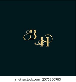 bold concept design elegant and curvy style monogram BH wedding logo initial letter