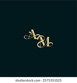 bold concept design elegant and curvy style monogram AM wedding logo initial letter