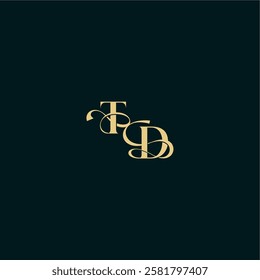 bold concept design elegant and curvy style monogram TD wedding logo initial letter