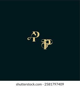 bold concept design elegant and curvy style monogram PP wedding logo initial letter