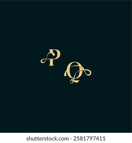 bold concept design elegant and curvy style monogram PQ wedding logo initial letter