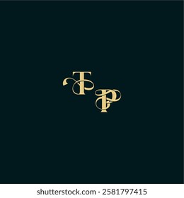 bold concept design elegant and curvy style monogram TP wedding logo initial letter