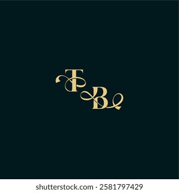 bold concept design elegant and curvy style monogram TB wedding logo initial letter