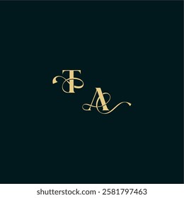 bold concept design elegant and curvy style monogram TA wedding logo initial letter