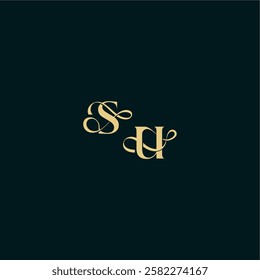 bold concept design elegant and curvy style monogram SU wedding logo initial letter