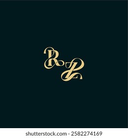 bold concept design elegant and curvy style monogram RZ wedding logo initial letter