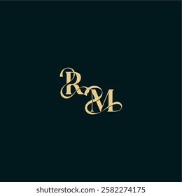 bold concept design elegant and curvy style monogram RM wedding logo initial letter