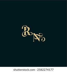 bold concept design elegant and curvy style monogram RN wedding logo initial letter