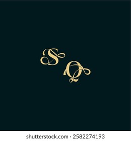 bold concept design elegant and curvy style monogram SQ wedding logo initial letter