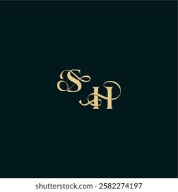 bold concept design elegant and curvy style monogram SH wedding logo initial letter