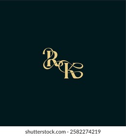 bold concept design elegant and curvy style monogram RK wedding logo initial letter