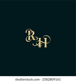 bold concept design elegant and curvy style monogram RH wedding logo initial letter